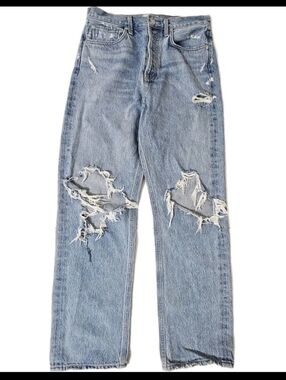 AGOLDE 90’s Mid Rise Loose Fit Jeans Fall Out Wash Distressed 27 Button Fly USA